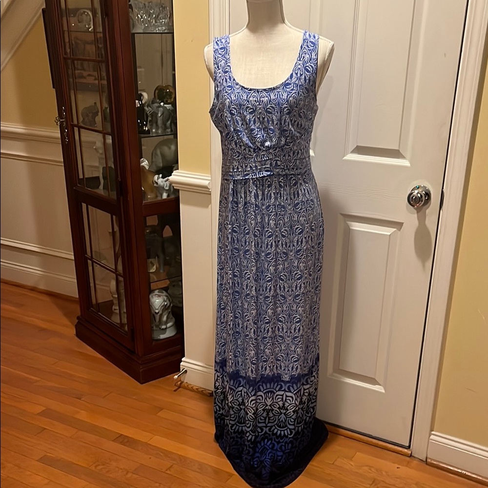 🏖️ Spense Blue Sleeveless Scoop Neck Sundress, Size M